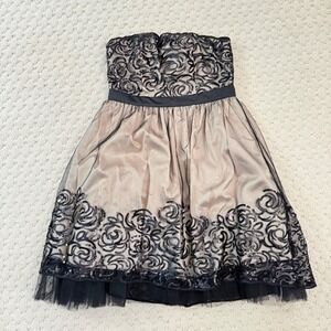 Minuet Strapless Sequin Rose Embellished Party Dress Size Medium